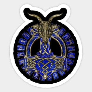 The hammer of Thor - Gold and Lapis Lazuli Sticker